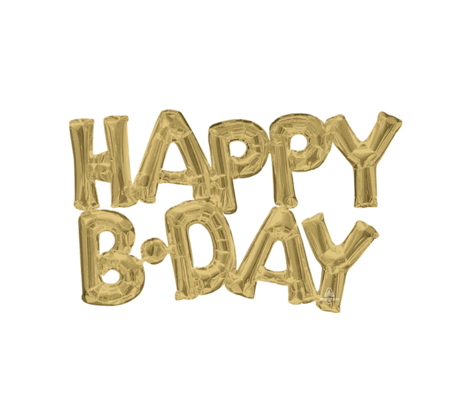 Anagram 30" Phrase “Happy Bday” Balloon (White Gold)